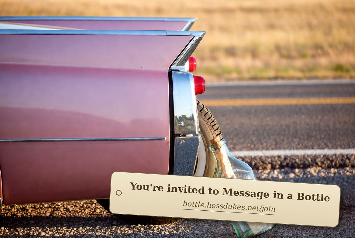 Example: a bottle invitation image with a tap-to-open tag